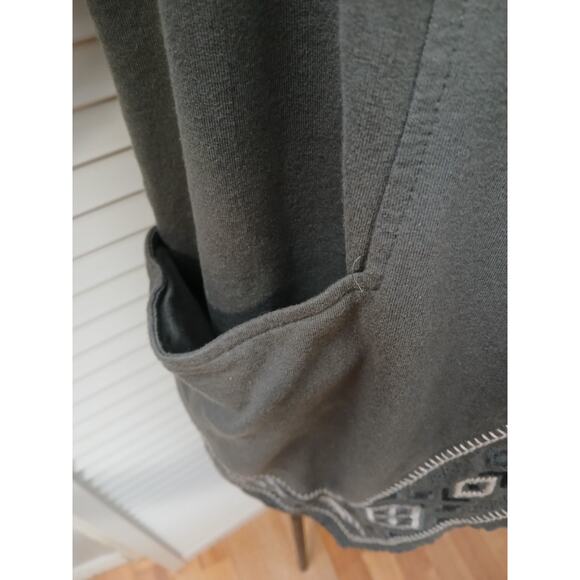 MONORENO  Gray Open Cardigan Embroidery Cotton Flow Look Long Sleeves Pockets L - Picture 7 of 11